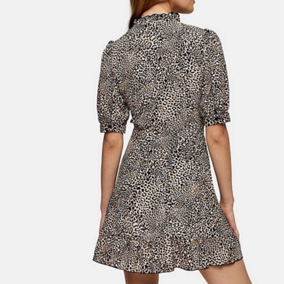 TOPSHOP CHEETAH PRINT MINI WRAP DRESS SIZE 4 - Picture 4 of 7